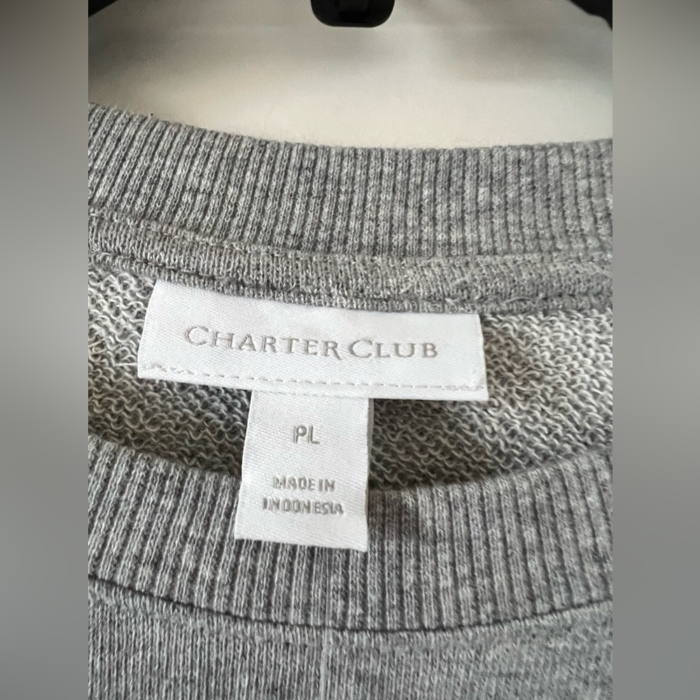 New Charter Club Women's Large Petite Sweatshirt Scottie Dog Gray Cute Animal - Picture 6 of 8